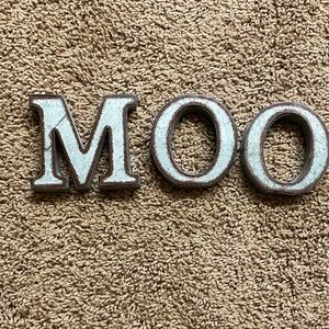 Rustic Metal 'MOO' Wall or flat surface Letters